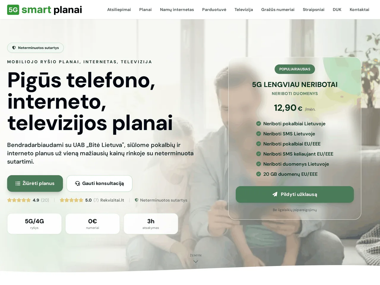 Smartplanai.lt – sukurtos svetainės peržiūra